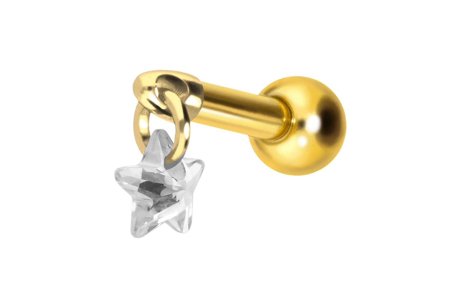 Titan Ohrpiercing mit Innengewinde KRISTALLSTERN